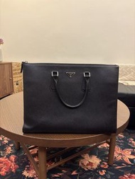 Prada Black Leather Tote Bag 公事包