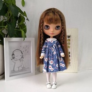 Blue dress flowers Blythe doll. Outfit Blythe doll. Clothes Blythe doll