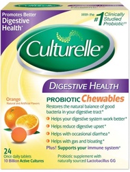 Culturelle Digestive Health Probiotic Chewable Tablets, Orange 24 ea (Pack of 6)