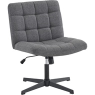 Wide Armless Desk Chair No Wheels, Mid Back Criss Cross Chair For Office, Modern Swivel Cross Legged