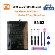 100% Original Xiao mi BN62 6000mAh Phone Battery For Xiaomi POCO M3 Redmi Note 9 4G 9T Replacement