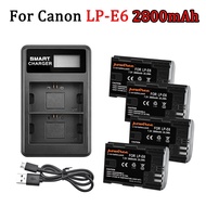 2800mAh LP E6 LPE6 LP-E6 E6N Baery   LED Dual Charger For Canon EOS 5DS R 5D Mark II 5D Mark III 6D 7D 70D 80D Camera Ba