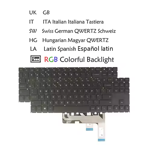 RGB Backlit Laptop Keyboard For HP Omen 16-b 16-b1000 16t-b 16-c PMXAEG3EL001200 Latin Spanish UK It