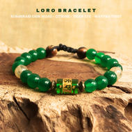 LORO BRACELET Gelang Tibet Keberuntungan Batu Giok ASLI Alam Original Mewah untuk Pria Wanita Keren