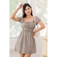 Dear Lyla Lola Gathered Gingham Dress (Cocoa)