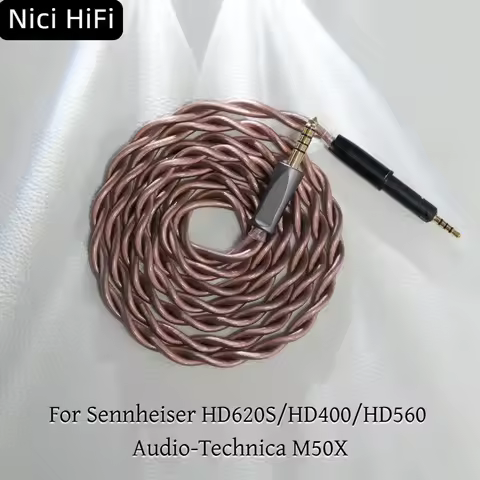 Nici HiFi-20 2 Core Headphone Cable For Sennheiser HD620S/HD400/HD560 Audio-Technica M50X 2m 3m Upgr