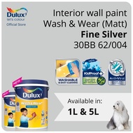 Dulux Interior Wall Paint - Fine Silver (30BB 62/004) (Washable / KidProof / Anti-Viral) (Wash &amp; Wear Matt) - 1L / 5L