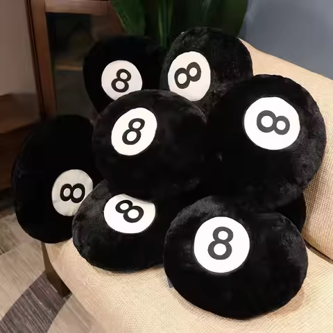 Nice Simulation Billiards 8 Ball Plush Pillow Stuffed Soft Eight Pool Players Home Decor Indoor Spor