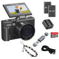 [2-Pack Battery] 5K UHD & 75MP Digital Camera - Wifi Vlogging Camera, 18X Zoom, 3" 180° Flip Screen,