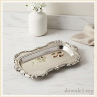 [ShiwakibcMY] Rectangular Cake Serving Tray Alloy Mirrored Surface Decorative Tray Tableware Accesso