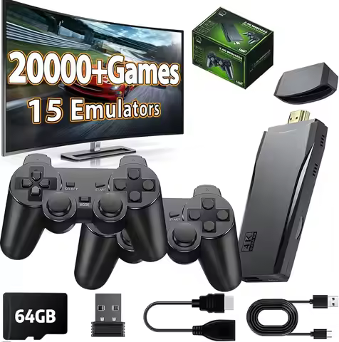 4K Game Stick Mini Video Games Consoles Video Game Player Built-in 40000 Games with 2.4G Double Wire