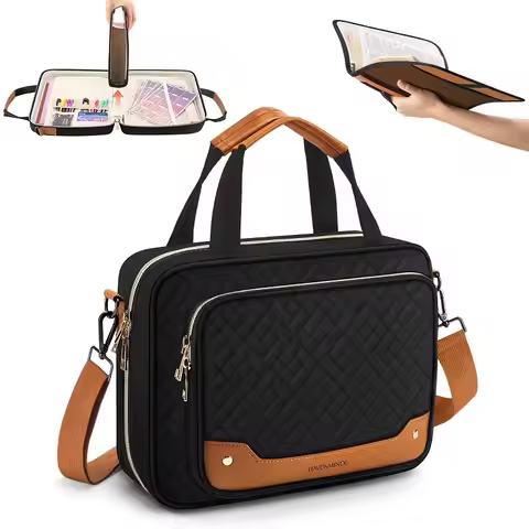 Bible Case with Holder, Bible Cover for Women, Large Bible Bag with Shoulder Strap, Leather Bible St