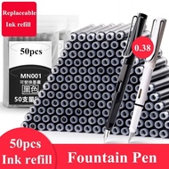 Fountain Pen 0.38mm Ultra Halus 2 Pen + 50 Ink Refill | Pen Dakwat Isi Semula Untuk Pelajar Pejabat 