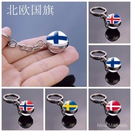 Flag Keychain Finland Sweden Norway Icelandic Denmark Nordic Jewelry Souvenir Glass Ball Metal Penda