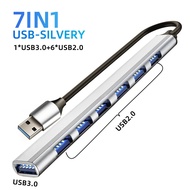 KEBETEME 7 in 1 USB C HUB 3.0 7 Port Multi Splitter Adapter OTG USB Adapter for PC Laptop