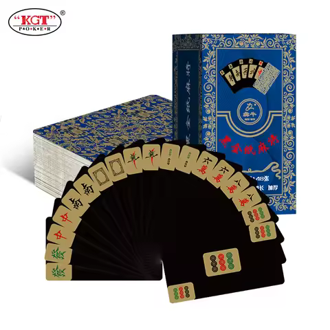 Black Gold Paper Mahjong Thickened Silent Mahjong Poker Cards Convenient Gathering Mahjong Cards 148