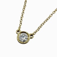 成色極佳☆TIFFANY&Co. Tiffany Elsa Peretti Diamond by the Yard 單鑽吊墜 AU750 (YG) 鑽石 0.17克拉 項鍊 黃金 重2.0克 女士
