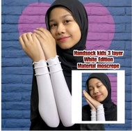 HANDSOCK BUDAK 3RUFFLE KAIN MOSSCREPE / HITAM/ PUITH/ SEKOLAH  [ 1SET= 2PC ]