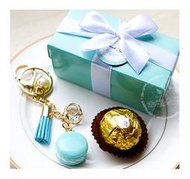 Double Love Tiffany盒「金莎+馬卡龍鑰匙圈」二入禮盒-婚禮小物.禮贈品.來店禮.送客戶送伴娘幸福朵朵