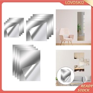 [Lovoski2] 4x Square Wall Mirror Tiles Full Body Mirror Sticky Acrylic Frameless Mirror Wall Sticker for Door Home Gym Bathroom Bedroom
