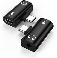USB C to USB C 3.5mm Headphone Jack Adapter for Samsung Galaxy S25 Ultra A17 A36 A26 A16 A06, 2 in 1