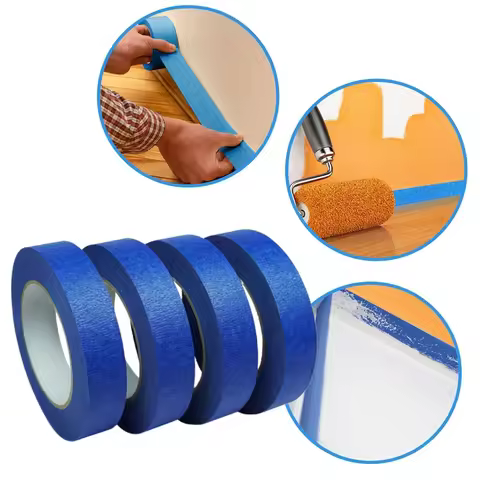 4 Rolls/Set Blue Heavy Duty Painter's Masking Tape Weather Resistant For Indoor Outdoor Painting Pro