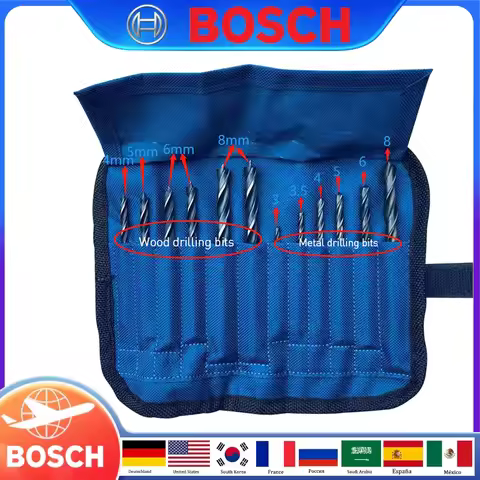 Bosch Drill Bit Set 6 Wood Drill Bits+6 Metal Drill Bits for Applications in Wood,Plastic,Light-Gaug