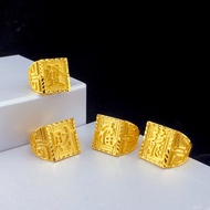 cincin lelaki cincin perempuan Sand Gold Men's Ring Open Fortune Fortune Dragon Character Solid 999 