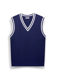 AIIZ (เอ ทู แซด) - AIIZ เสื้อกั๊กผู้ชาย ผ้าถักทอลายเคเบิล AIIZ Mens Cable Flat Knit Vest
