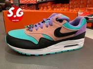 S.G Nike Air Max 1 GS 女鞋 大童 黑 粉紫綠 微笑 復古 休閒鞋 AT8131-001