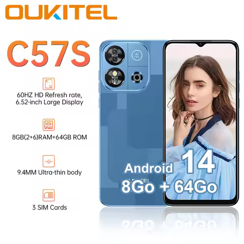 OUKITEL C57S Smartphone Android 14 8G (B2 + 6) RAM+64GB ROM Telephon Portable 6.52 " 60Hz 13MP 4300m