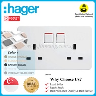 Hager 13A Twin /Double Socket [Singapore Local Authorized Seller]