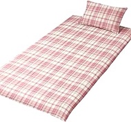 Merry Night FF13111-16 Easy to Put On and Take Off L-Shaped Zipper Futon Cover "Madras Check" Pink S