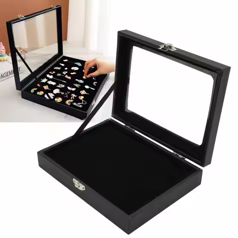 Pin Display Case Pin Display Case Orderly Storage Transparent Dustproof Black Badge Storage Box for 