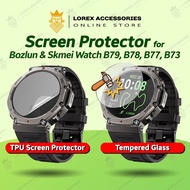Screen Protector for BOZLUN & SKMEI B79 B78 B77 B73, Tempered Glass and Smartwatch TPU Soft Film (fo