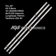TCL 40S62 - Set of 3 8 Square led bars 6v 710mm for TCL L40S62 TVs and similar models