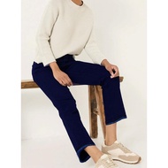 Men's Dark Blue Raw Edge Jeans - High Elasticity & Slim Fit