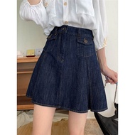 skirt plus size lovito skirt Pleated Denim Skirt - Slimming Fit for Plus-size Pear Shapes - Summer 2