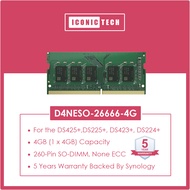Synology 4GB DDR4 2666 MHz SODIMM Memory Module-4GB NONE-ECC(D4NESO-2666-4G)DS720+ DS220+ DS423+ D4N
