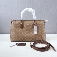 (Classy Branded Crew) Georgia Satchel Bag In Signature Canvas Tan Brown