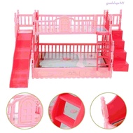 GUADALUPE Dollhouse Bunk Bed, Pretend Play Small Furniture Doll Bed Princess, Kids Toys Bedroom Deco