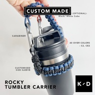 ROCKY TUMBLER CARRIER customise add name universal paracord Flask Water tumbler water bottle handle 