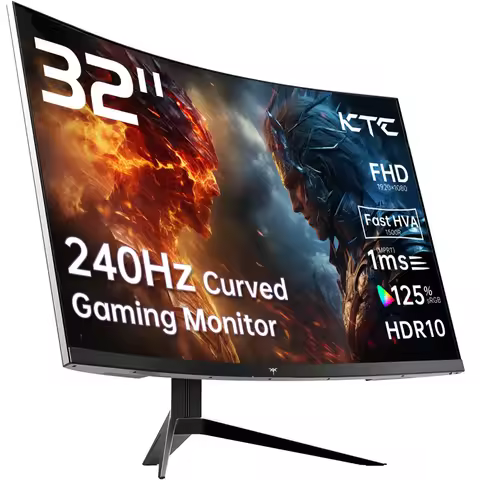 KTC 32 inch 240Hz Curved Gaming Monitor 1500R 1080P 125% sRGB 1ms, Freesync/G-sync HDR10,HDMI/DP/USB