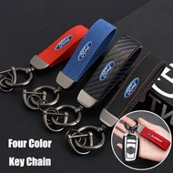 HYS Ford Car Logo Key Chain Suede Carbon Fiber  Pure Color Key Ring Fashion Buckle For Ranger Raptor