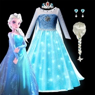 LMAA Frozen Princess Elsa LED Light Up Dress for Girls Costume Kids Cosplay Clothes Snow Queen Carnival Christmas Party Outfit