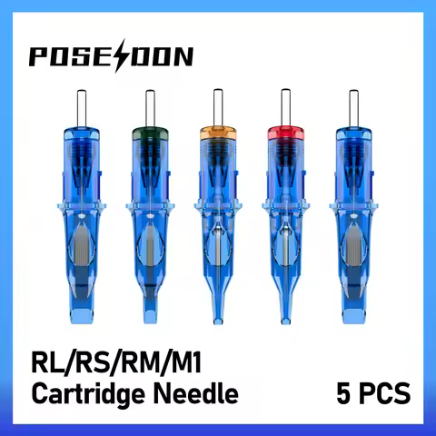 Tattoo Cartridge Needles POSEIDON V3 5PCS Disposable Safty RL RS RM M1 Tattoo Needle Hot Sale Purple