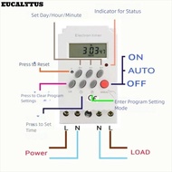 EUCALYTUSS Digital Timer, 220V 12V Timer Switch, Portable LED 110V 50/60Hz Electrical Device Timer E