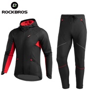 ROCKBROS Bicycle Jacket Sets Winter Fleece Jacket Pant Warm Bike Suit Windproof MTB Road Sports Cycling Jersey Sets Clothes