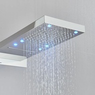 Gold LED Wall Mounted Shower Faucet Rain Waterfall Shower Nozzle Four Color Conversion 54 * 22CM Squ