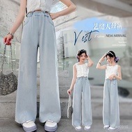 Mommy's First Choice Girls' Pants 2025 Children's Big Jeans Tencel Loose Straight Summer Breathable 